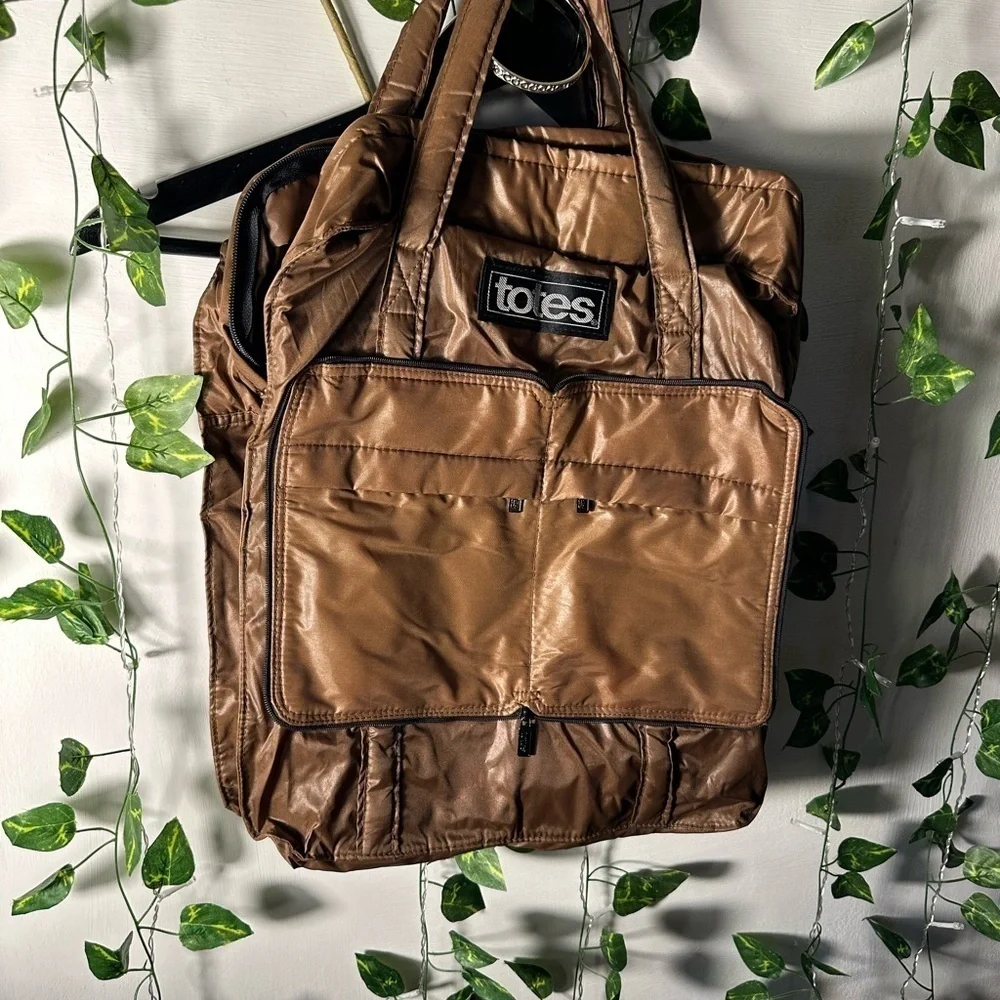 Totes Brown Backpack Quilted Durable Design